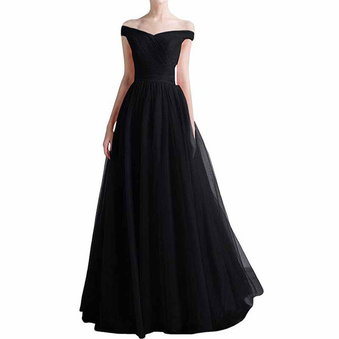 Women's Long Off Shoulder Prom Dress Evening Party Ball Gown