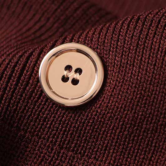 Women's long sleeve knitted minidress wine red V-neck elegant dress