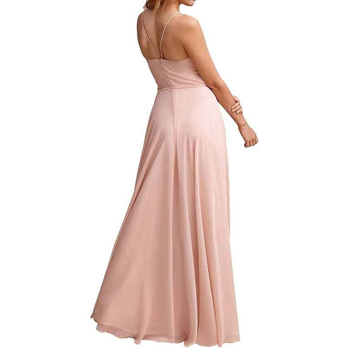 Women's Long Spaghetti Straps Prom Dress Chiffon Bridesmaid Dresses