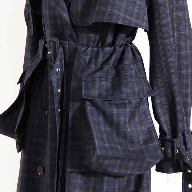 Women's Long Trench Coat Windproof Classic Lapel Belted Overcoat with Pockets