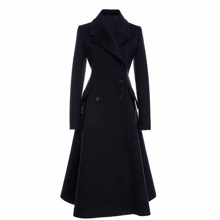 Womens Long Winter Coats Outfits Woolen Coatdress for Wedding Guests Bride Wind-breaker