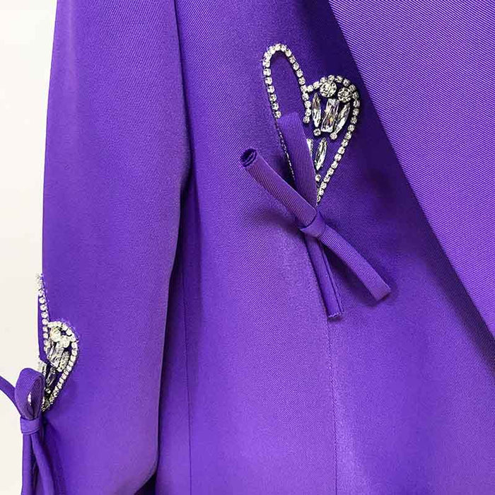 Women's Luxury Decoration Loose Fit Purple Blazer Jacket Coat