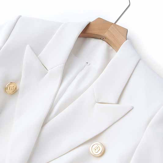 Women's Luxury Fitted Blazer Colorful Golden Lion Buttons Coat Belt Jacket