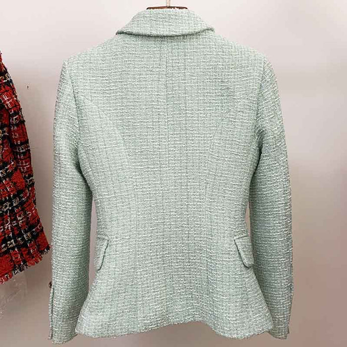 Women's Mint Golden Lion Buttons Fitted Blazer Jacket
