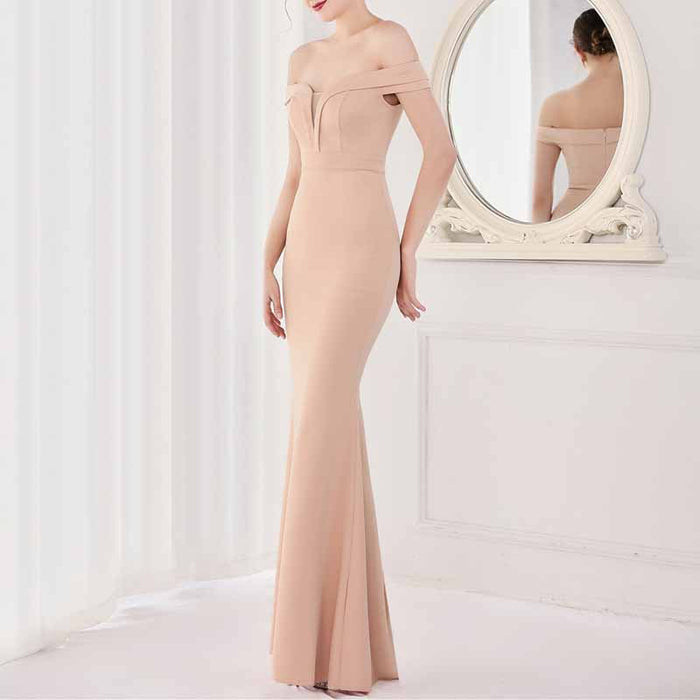 Women's Off Shoulder V-Neck Formal Dresses Wedding Gowns Evening Cocktail Dress S-4XL