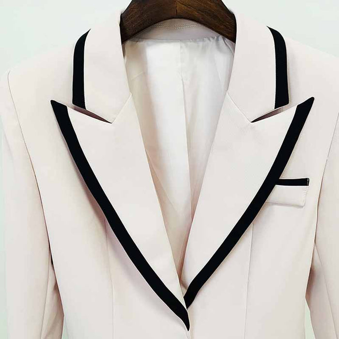 Women's One Button Medium Length Slim Fitting Coat Blazer Jacket