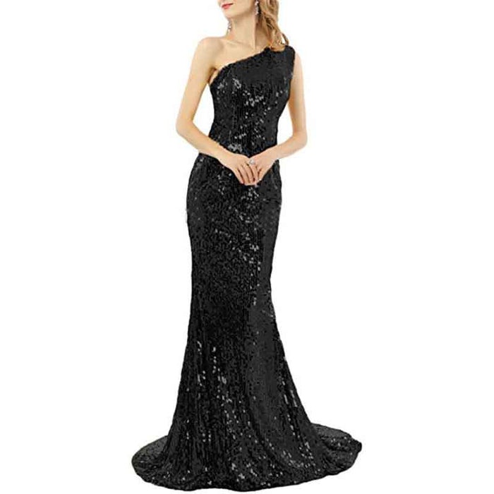 Women's One Shoulder Sequin Mermaid Bridal Wedding Dresses