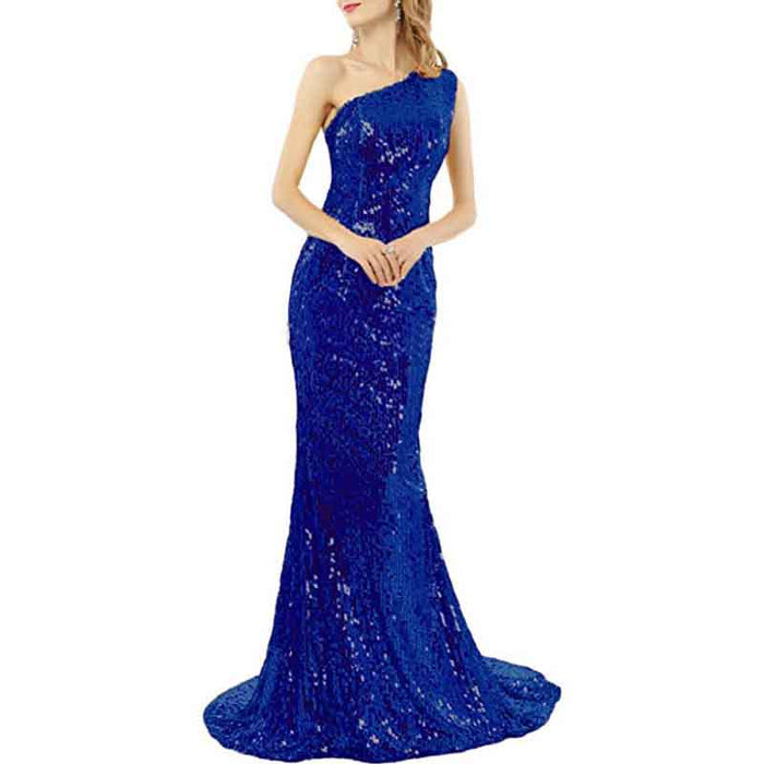 Women's One Shoulder Sequin Mermaid Bridal Wedding Dresses
