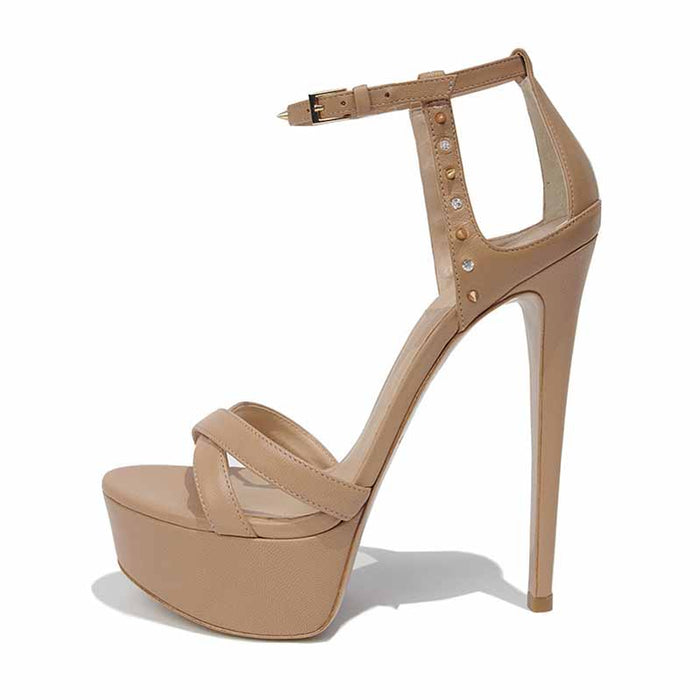 Women's Open Toe Ankle Strap Pump Platform Heeled Sandal