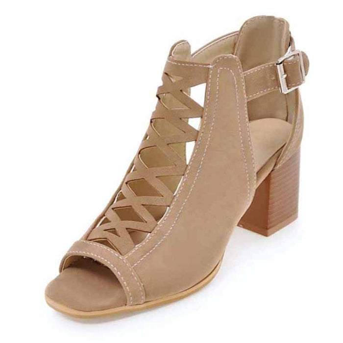 Womens Open Toe Ankle Strap Zipper Back High Heel Sandals