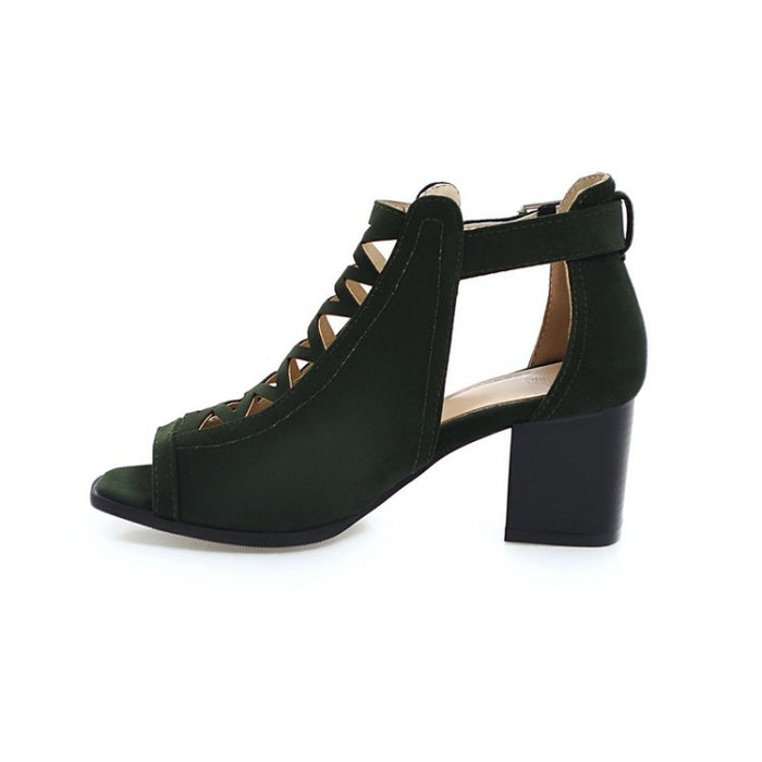 Womens Open Toe Ankle Strap Zipper Back High Heel Sandals