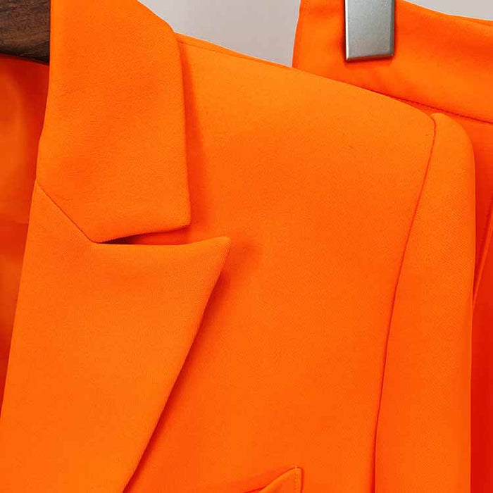 Women's Orange Double Breasted 2 Piece Pant Suit Sizes 6-14
