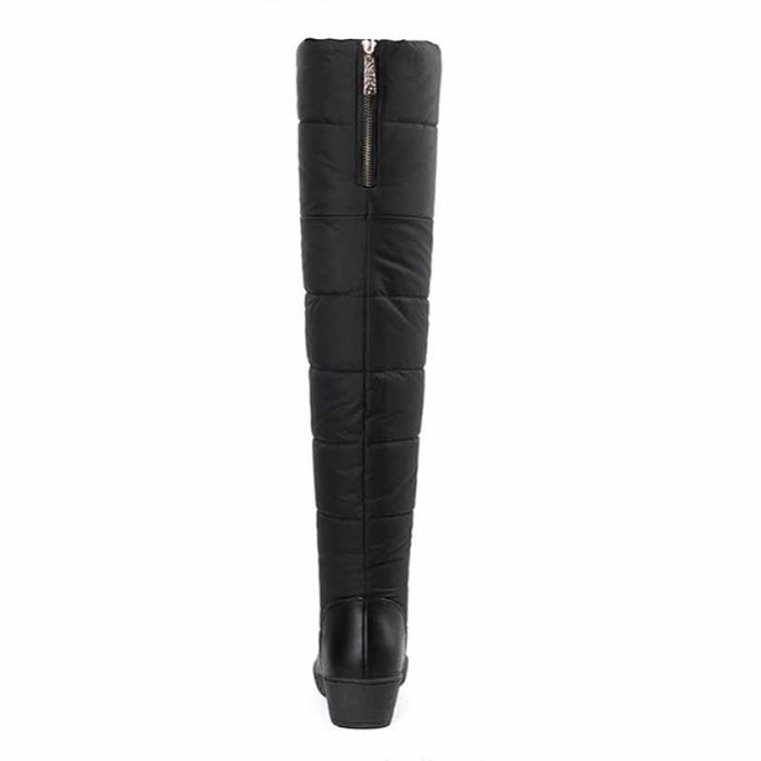 Womens over the knee snow boots with quilted design and stylish high heel