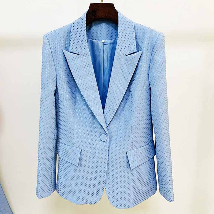 Women's Pantsuit Bling Bling Bra+ Blazer + Flare Trousers 3 Pieces Suit