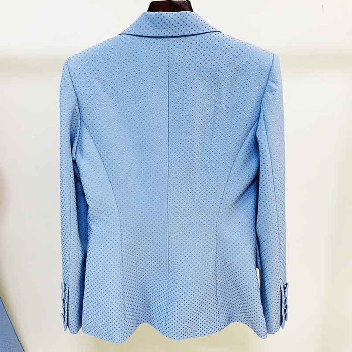 Women's Pantsuit Bling Bling Bra+ Blazer + Flare Trousers 3 Pieces Suit