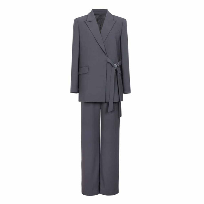Womens Pantsuit Lace up Trouser Suit Two Pieces Formal Trendy suit