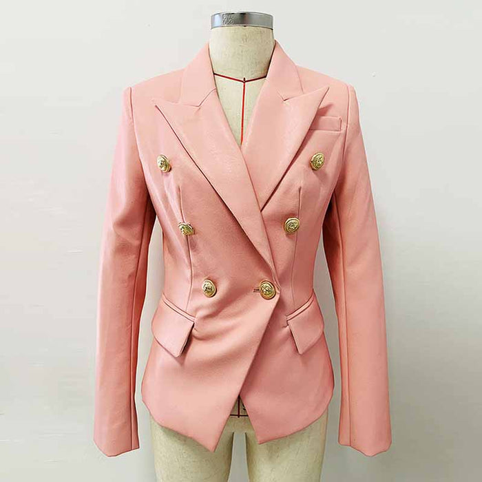 Women's Pink Blazer with Gold Buttons Fashion Coats