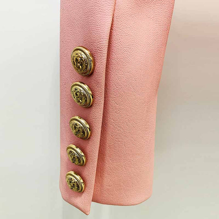 Women's Pink Blazer with Gold Buttons Fashion Coats