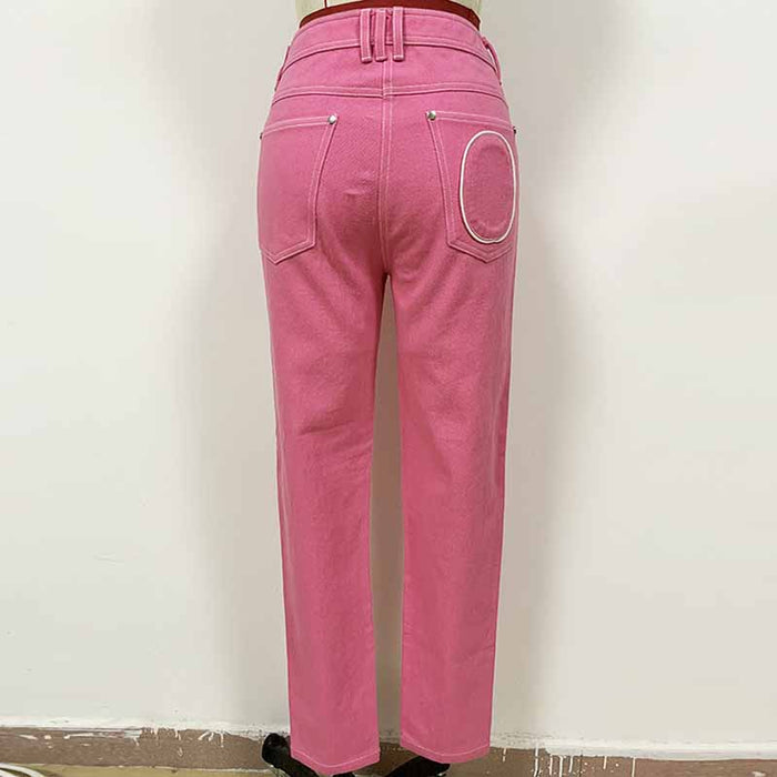 Women's Pink Skinny Jeans Slim Fit Jeans & Denim Pants