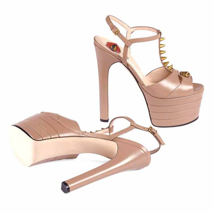 Women's Platform Pump T-Strap Peep Toe Heels