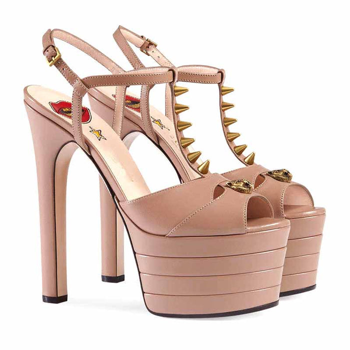 Women's Platform Pump T-Strap Peep Toe Heels