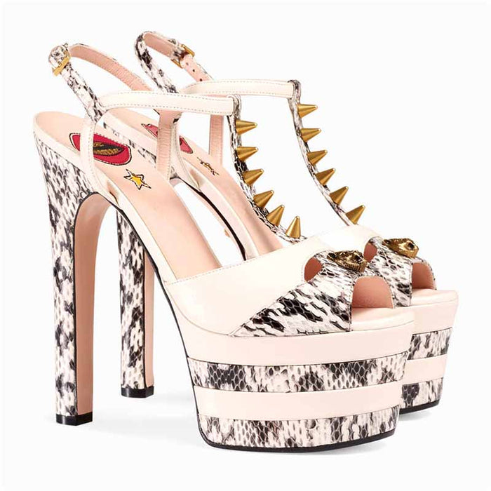 Women's Platform Pump T-Strap Peep Toe Heels
