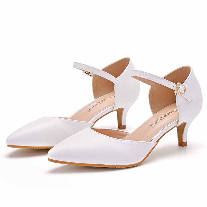 Women's Pointed Toe Ankle Strap Dress Shoes Wedding Party Pump 2.17"