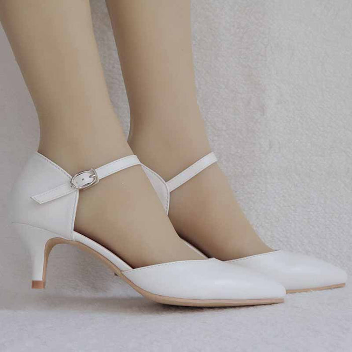Women's Pointed Toe Ankle Strap Dress Shoes Wedding Party Pump 2.17"