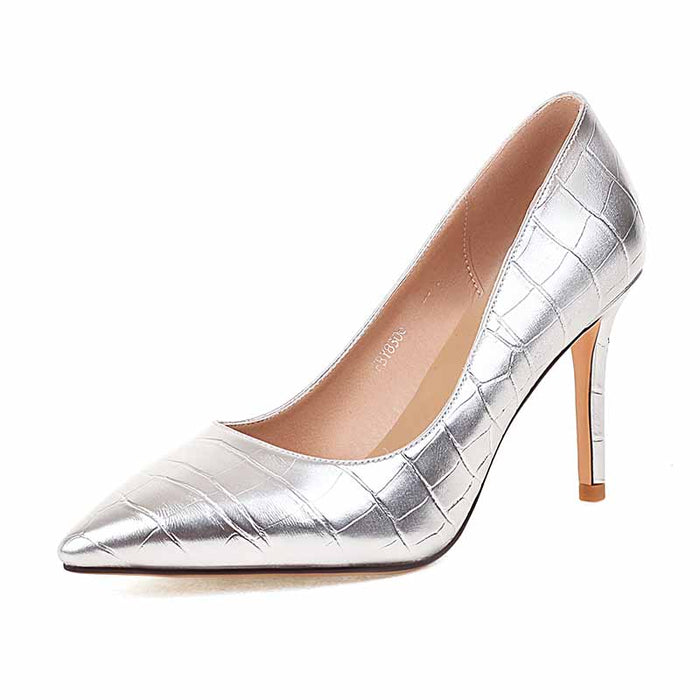 Women's Pointy Toe Dress Pump Middle Heels