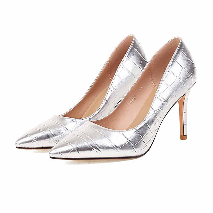 Women's Pointy Toe Dress Pump Middle Heels