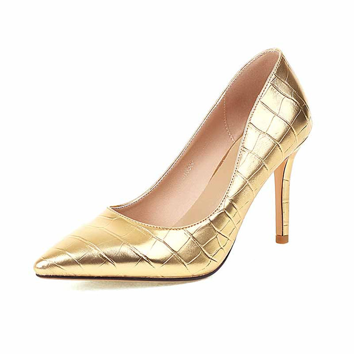 Women's Pointy Toe Dress Pump Middle Heels