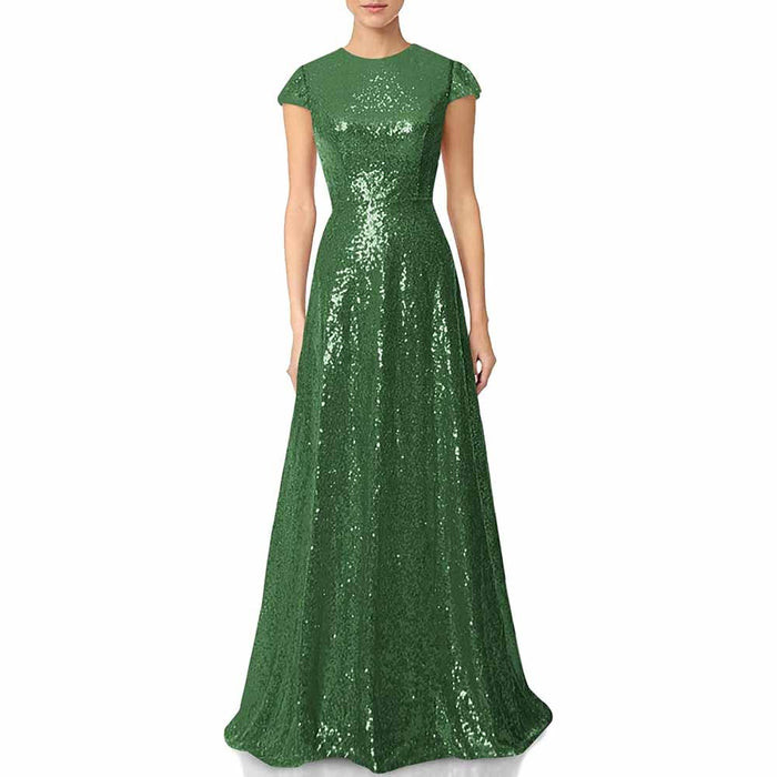 Womens Prom Dress Halter Sequin Long Bridesmaid Dress Cowlback Formal Evening Gown