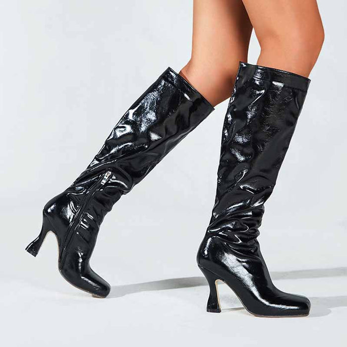 Women's PU Heeled Fashion Boots Long Party Party Boots