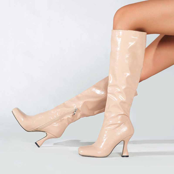 Women's PU Heeled Fashion Boots Long Party Party Boots