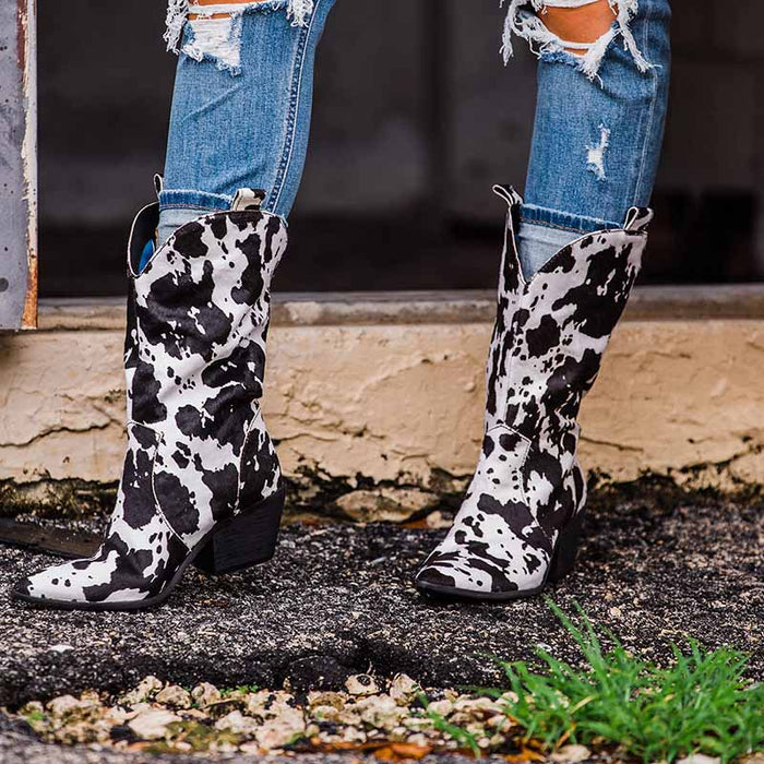 Womens PU Suede Pointed Toe Boots Mid Calf Mid Heel 2-3" - Black,Brown