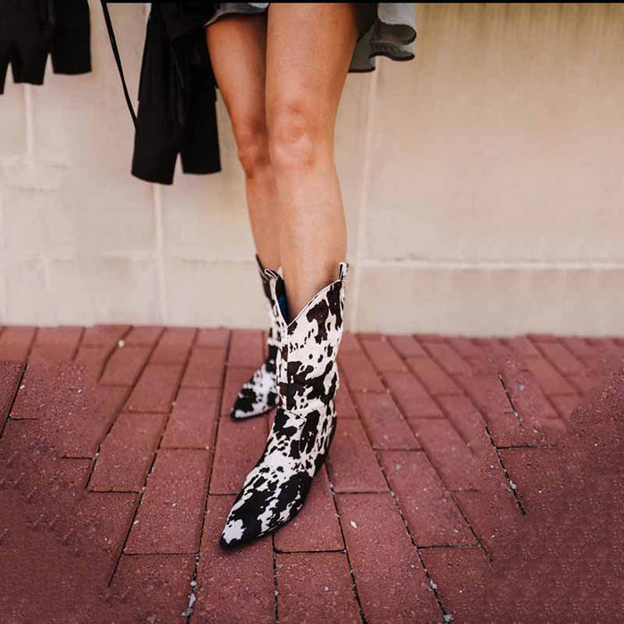 Womens PU Suede Pointed Toe Boots Mid Calf Mid Heel 2-3" - Black,Brown