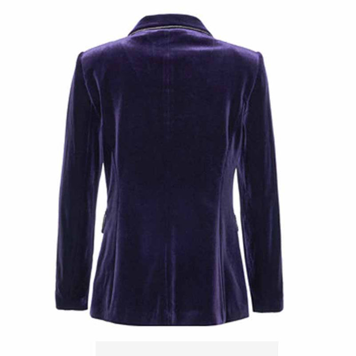 Women's Purple Velvet Pant Suits Set Ladies Flare Pants Party Suit