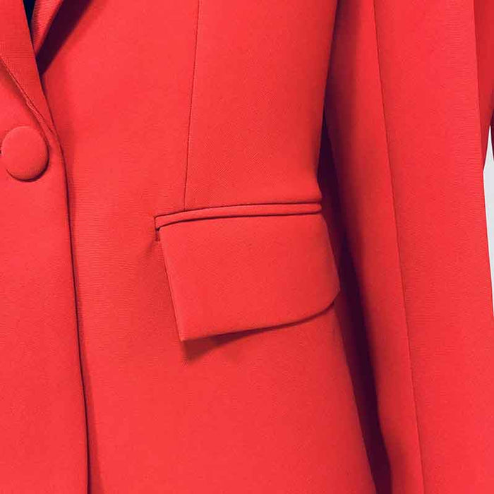 Women's Red Pantsuit Blazer+High Waisted Flare Pants Suit Wedding Pantsuit
