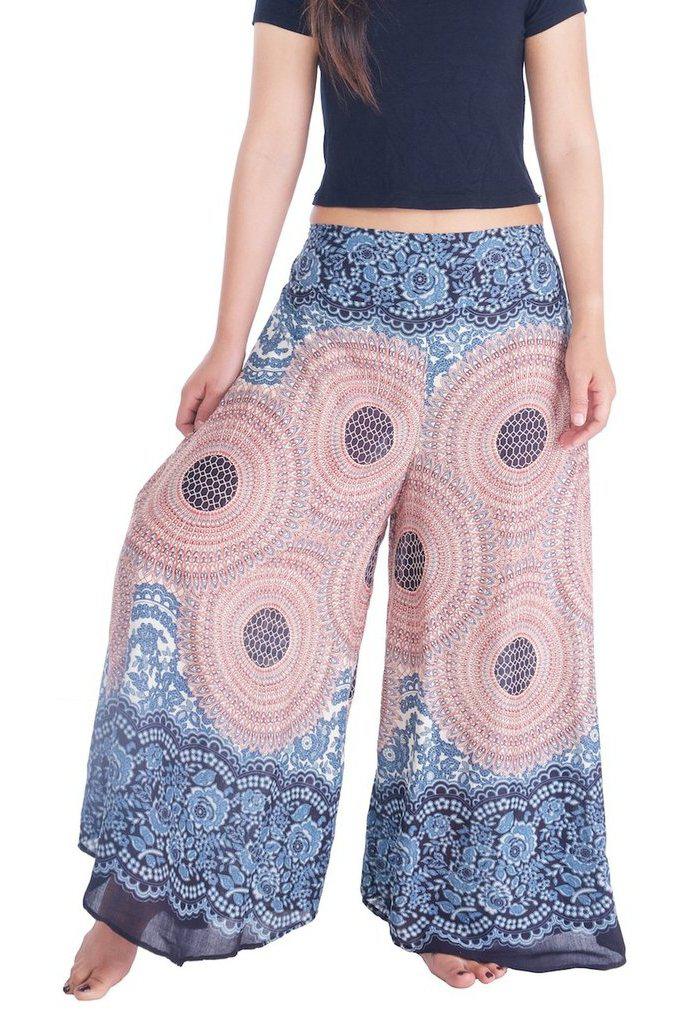 Womens Rose Design Wide Leg Palazzo Pants - Lannaclothesdesign Shop