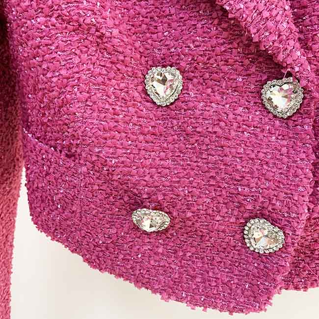 Womens Rose Pink Two Piece Short Coat with Long Sleeves + Short Skirt Formal Set