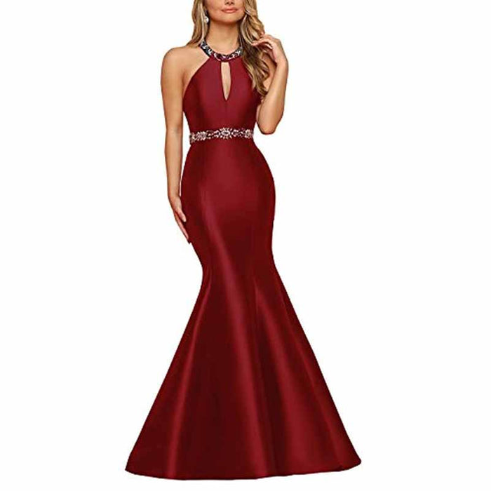 Women's Satin Prom Dresses Sleeveless Formal Gowns Bridesmaid Dress