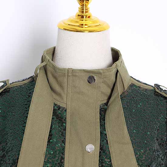 Womens Sequin Jacket Casual Long Sleeve Front Zip Bomber Blazer with Pockets