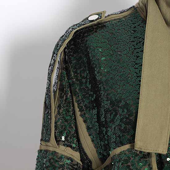 Womens Sequin Jacket Casual Long Sleeve Front Zip Bomber Blazer with Pockets