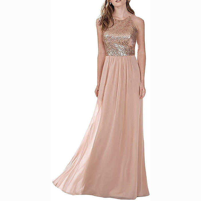 Womens Sequin Top Bridesmaid Dress Cocktail Party Swing Dresses