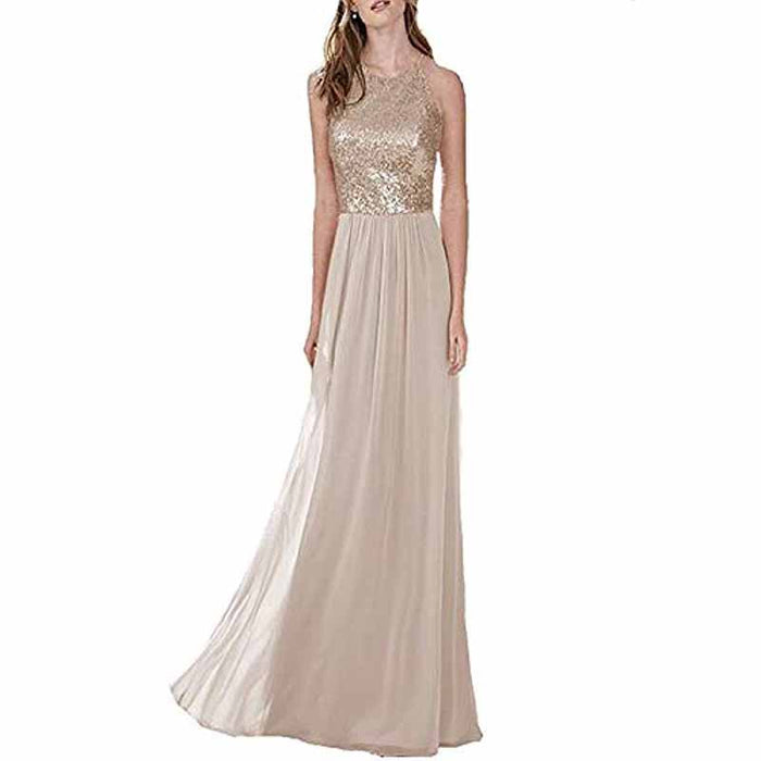 Womens Sequin Top Bridesmaid Dress Cocktail Party Swing Dresses