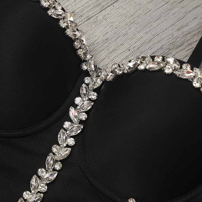 Women's Sexy Rhinestone Bustier Push Up Crop Top Corset Top Bra
