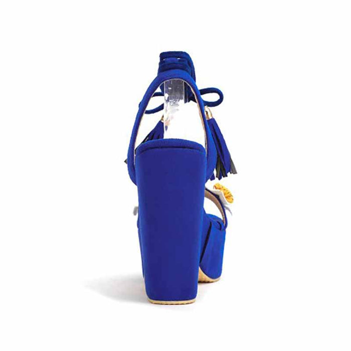 Women's Shoes Platform Heels Sandals Suede Flower Block Heels