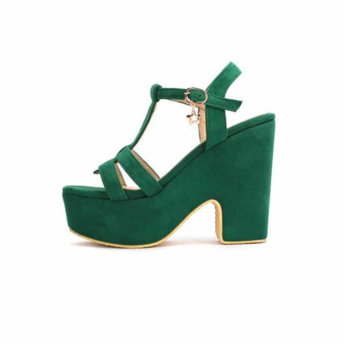 Women's Shoes Platform Heels Sandals Suede Wedge Chunky Heels
