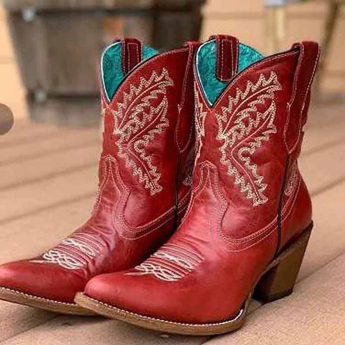 Women's Short Chunky Heel Country Dress Boots Ankle Dress Booties