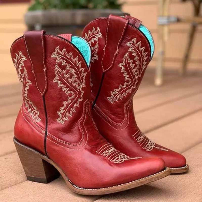 Women's Short Chunky Heel Country Dress Boots Ankle Dress Booties